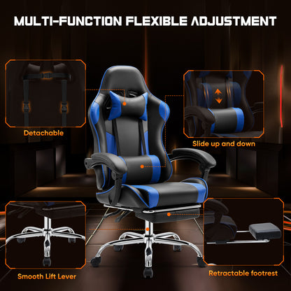 Ergonomic Racing Gaming Chair - PU Leather, Lumbar Support